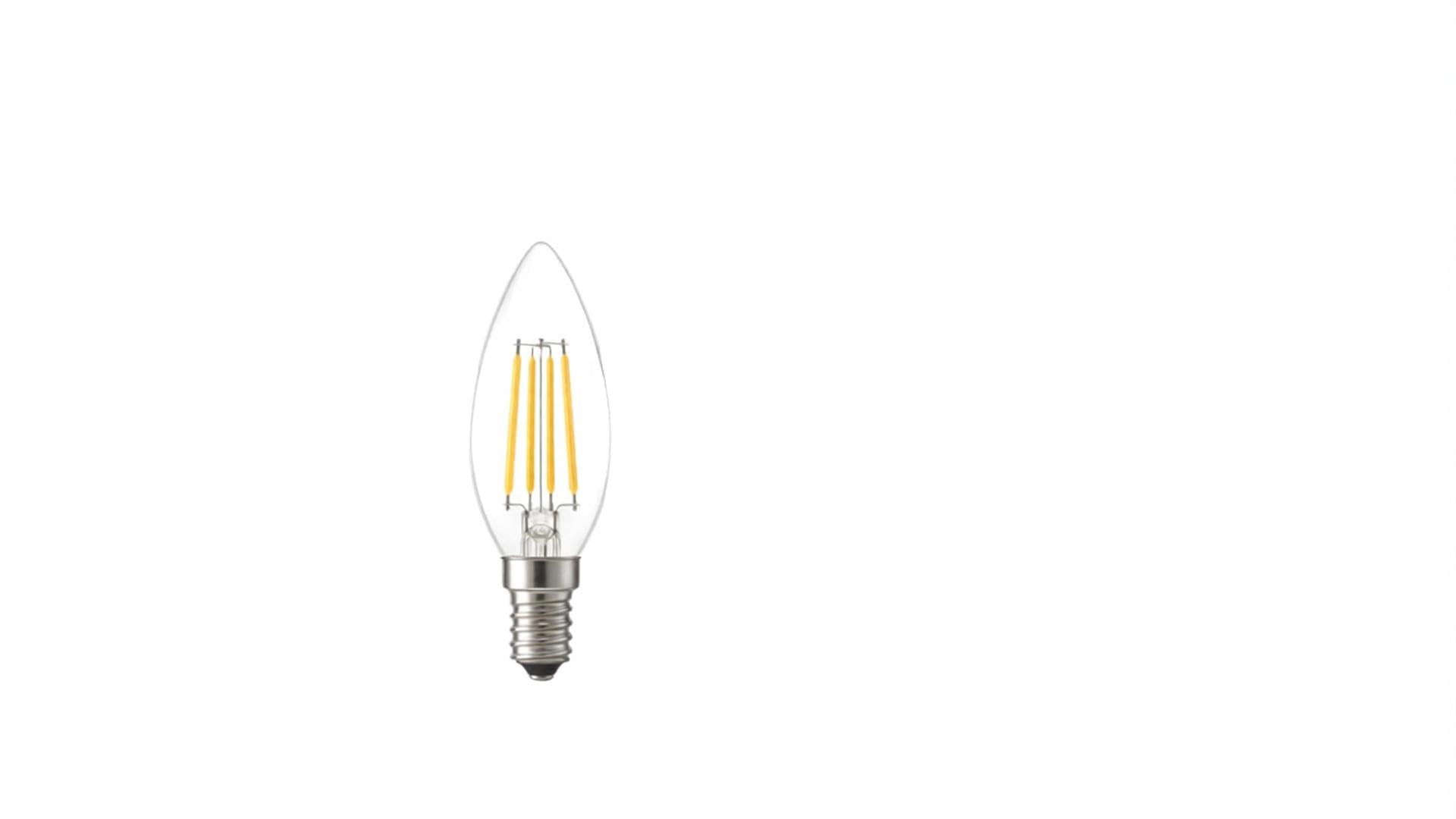 SILVER ELECTRONICS Packung mit 20 Glühlampen, dimmbar, C37, Filament, transparent, E14, 470 lm, 4 W, 2700 K, 25.000 Stunden