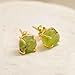 Gempires Natural Raw Green Peridot Prong Setting Stud Earrings August Birthstone Gemstone Crystals Earring Handmade Trendy Fashion Jewelry Gifts