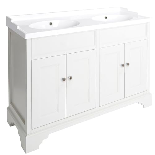 Image of Milano Thornton - Smoke Grey 1210mm Traditional Bathroom Vanity Unit with Double Basin and Chrome Handles