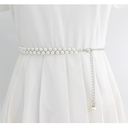 Pearl Belts for Formal Women Dress Pearl Waist Chain for Women Layered Waist Chain Belt Handmade Pearl Body Chain Charm Bridal Dresses Belt Adjustable Accessory for womenFashion Jewelry Gifts2