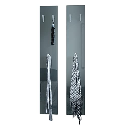 Vladon Wandpaneel 140, Made in Germany, Garderobenpaneel bestehend aus 2 Paneelen, Grau Hochglanz (je 24 x 140 x 2 cm)