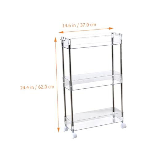 Chariot de rangement transparent à niveaux avec roulettes étagère mobile cuisine