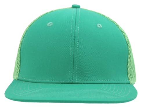 Image of Flat Bill Snapback Mesh Hats | Fits OSFM & XXL Big Head | Blank Solid Color Adjustable Trucker Hat for Men