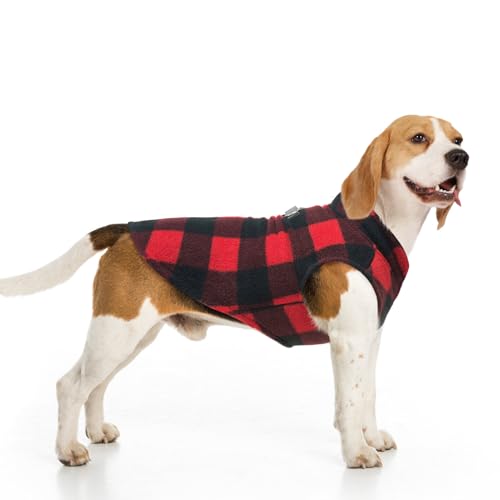 BEAUTYZOO Hundepullover Fleece Weste Hund Kleidung Winter Warme Hundeweste für Kleine Hunde Weicher Fleece Hundejacke mit D-Ring Pullover für Mittel Großen Hund, Weihnachtspullover