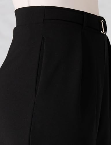Image of Amazon Brand - Symbol Women Wide Leg Pleated Knit Crape Casual Trouser (Available in Plus Sizes)