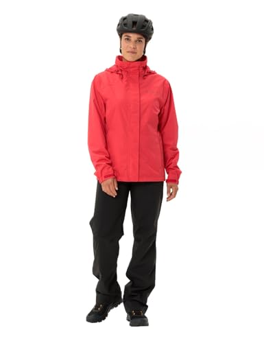 VAUDE Regenjacke Damen Escape Bike Light flame uni, wasserfeste Outdoor-Jacke, atmungsaktive Fahrradjacke mit Kapuze im Kragen, Klimaschonende Wanderjacke, 40
