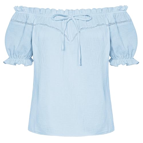 Blouse Renaissance femme manches bouffantes col Bardot vêtement été romantique