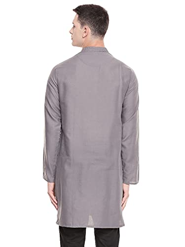 In-Sattva Men's Indian Mandarin Collar Handcrafted Fine Embroidered Kurta Tunic4