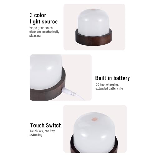 Lámpara de Mesa Nocturna Hyuduo con Luz Táctil y USB miniatura 5