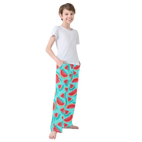Boys' Pants Red Watermelon Blue Pattern Long Bottoms Jogger Pants Elastic Waist Trousers with Pockets S-XL4