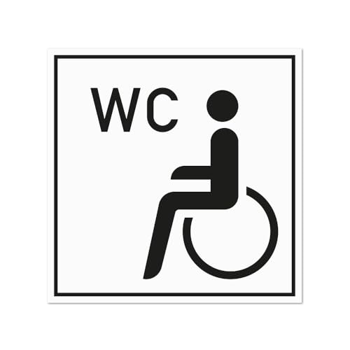 Hinweisschild WC Behindertengerecht – Toilettenschild barrierefrei – Alu-Dibond, Aufkleber, Reflektorfolie oder Magnetschild – verschiedene Größen (Aufkleber, 10 x 10 cm)