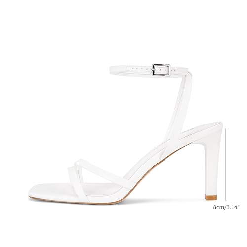 Image of SOVANYOU Heeled Sandals for Women Dressy Square Open Toe Strappy High Heels with Ankle Strap for Wedding Party Daily Wear