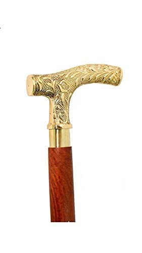 Rana,Wooden Hand Carved Sheesham Kashmiri 3 Part Foldable Wooden Walking Stick - Brown Size 36 inch-image-33
