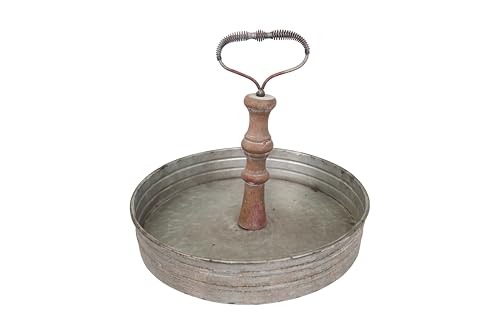 Creative Co-Op Distressed Single Tier Tin Tray with Handle