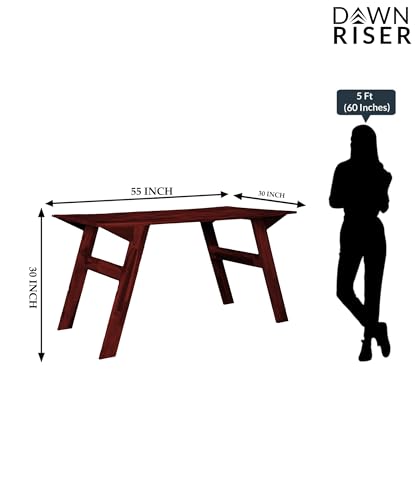 Image of Dawn Riser Foldable Multi-Purpose Teakwood Table - Lightweight, Durable, Natural Wood Finish, Compact, Indoor Outdoor Dining Table, Work Desk, Coffee Table, Easy to Assemble, Space Saving - Mahogany