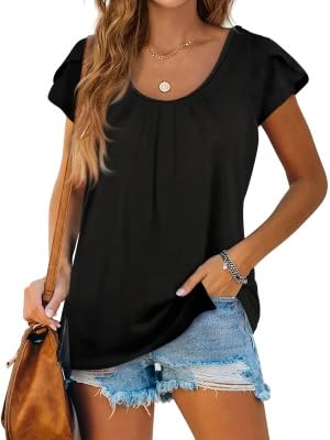 T-shirt d'été respirant noir pour femme coupe fluide L