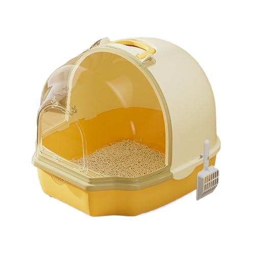 Arenero para gatos grande con puerta frontal y tapa anti-salpicaduras miniatura 1