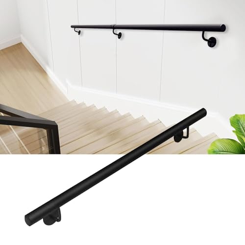 Gaommini Ringhiera per Scale a Muro, corrimano per Scale in Ferro battuto Nero per Interni ed Esterni, casa, Giardino, corridoio, soppalchi, Asilo, Barra di Sostegno(240cm)