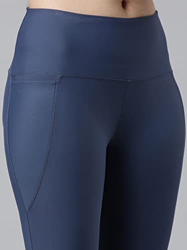 Image of GO COLORS Solid Nylon Stretch Ankle Length Training Tights | High Rise, Side Pockets