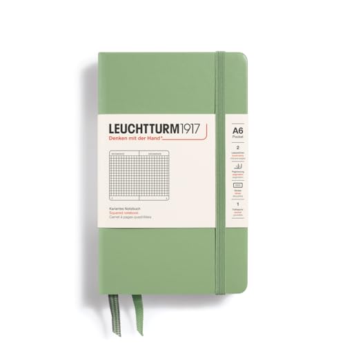 Carnet A6 LEUCHTTURM1917 Quadrillé Sauge 187 Pages avec Index Intégré