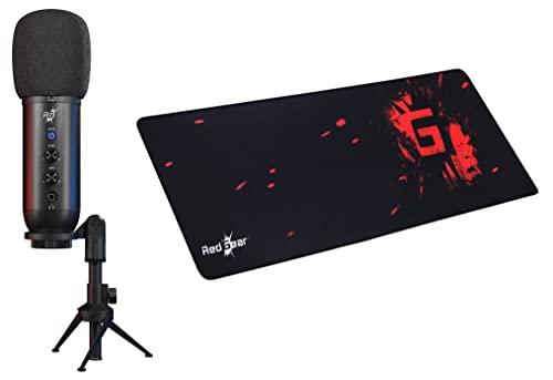 Image of Redgear Shadow Vox Gaming Auxiliary, USB Unidirectional Microphone with RGB Lighting, Adjustable Tripod and Echo & Gain Control & Redgear MP80 Speed-Type Gaming Mousepad (Black /Red)