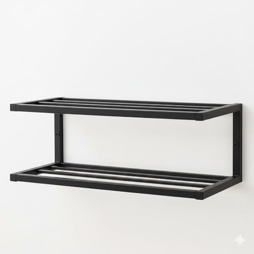 CULTURE LABELS Floating Shoe Rack - Modern 2-Tier Shoe Hanger Ideal for Entryway, Hallway, and Bedroom - Floating Shoe Display, Fits Various Shoe Sizes