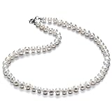 1 Strand Adabele Real Natural A+ Grade Round White Cultured Freshwater Pearl Organic Gemstone Necklace 18 Inch Long Single String Jewelry PN2-C67