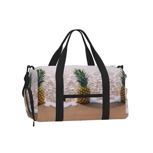 Sac fourre-tout réutilisable femme grand format imprimé ananas plage