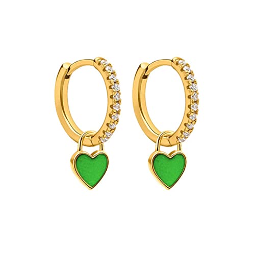 Créoles plaquées argent émail néon et boucles d'oreilles cœur pour fille