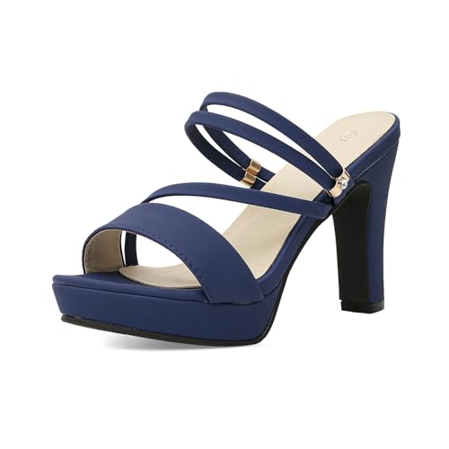 getmorebeauty Women's Chunky High Heels Slingback Sandals Open Toe Ankle Strap Slip On Platform Dress Shoes
