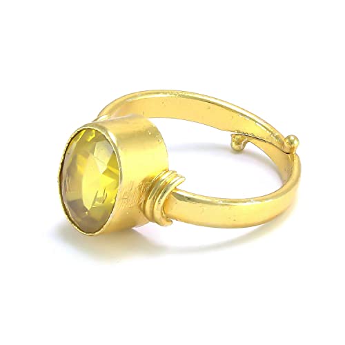 Pranjal Gems 5.25 Ratti Natural Yellow Pukhraj Guru Ring for Men and Women