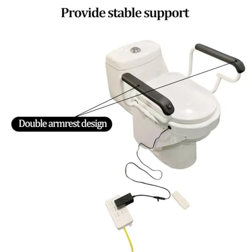 Elevador eléctrico de asiento de inodoro, asistente para ancianos con diseño de doble reposabrazos, silla portátil para baño, altura ajustable miniatura 2