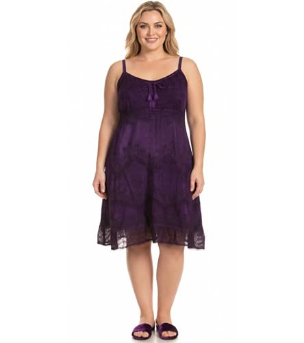 Image of Sakkas Stonewashed Rayon Adjustable Spaghetti Straps Mid Length Dress
