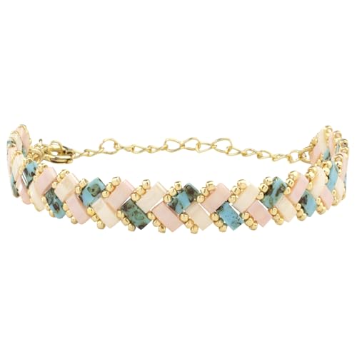 Image of KELITCH Colorful Tila Beaded Bracelets Women Strand Friendship Bracelet Handmade New Link Cuff Bracelets