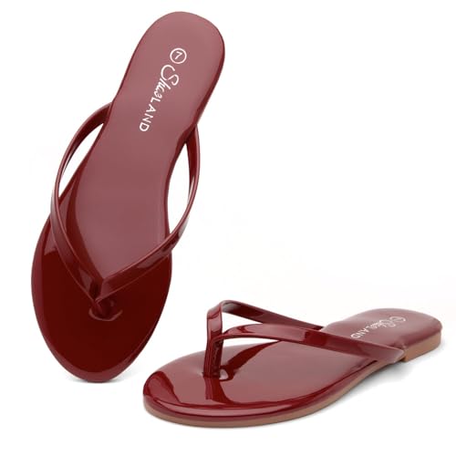 Image of Shoe Land Thong Flip Flops for Women, Memory Foam Flat Sandals, Lightweight Summer Slides, Non Slip Comfort Sandals for Beach, Travel and Everyday Wear
