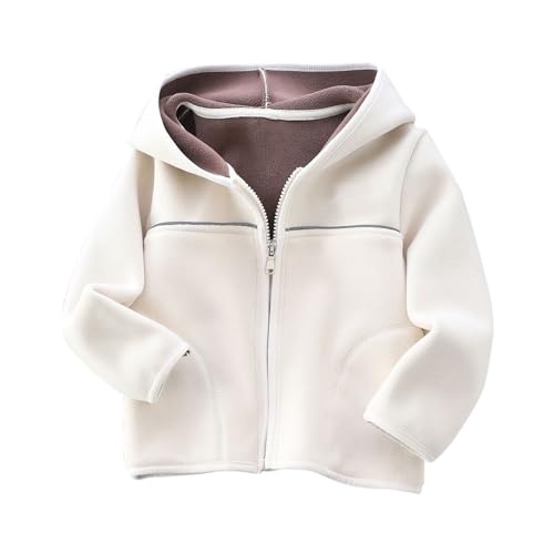 Toddler Baby Girls Fleece 𝗛ooded Jacket Long Sleeve Zipper Thick Fluff Sweatshirt Coat Winter Warm Outwear
