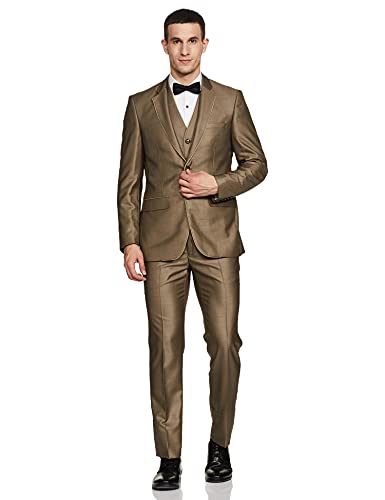 Image of Raymond Polyester Blend Men's Full Sleeve Contemporary FIT Medium Fawn Formal Suit