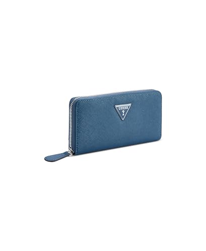 Image of Guess Navy Textured Zipper Viviette Medium Zip Around Wallet