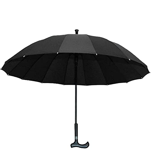 QMMD Marche Bâton Parapluie Parapluie de Golf,Coupe-Vent résistant à l'eau,Tourisme Multifonction Béquille Parapluie Hommes Femmes Cadeau Béquille Parapluie,Noir Cover