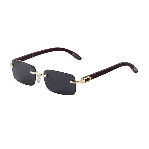 Image of VIA LEECA Rectangle Retro Rimless Sunglasses for Men Women