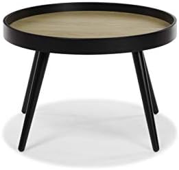 Hensen Mid-Century Modern Round Black Accent Table: use as End, Side, Bedside, or Mini-Coffee Table