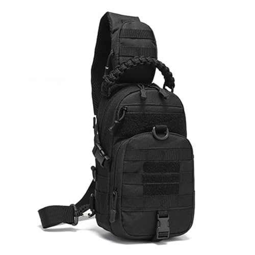 Thuram Bolsa Tiracolo Tática Masculina Pequena EDC com Alça de Paracord Molle Military Range Bag Daypacks, Preto, Small