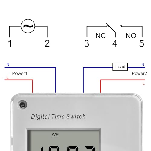 Heschen Elektronischer Timer-Relaisschalter THC711A, 220-240 V, digital, LCD, mit CE-Kennzeichnung