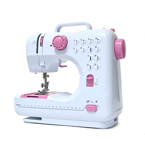 LetCart Máquina de Coser con 12 Puntadas, Máquina de Coser Eléctrica Doméstica, Máquina de Coser de Doble Hilo para Niños y Principiantes (Rosa)