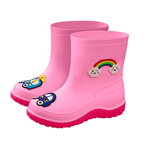 Baby Waterproof Rain Boots,Kids Rain Boots Boys Girls Lightweight Rubber PVC Rain Boots Waterproof Non-Slip Shoes 3-10Y (Pink, 3.5-4Years)3