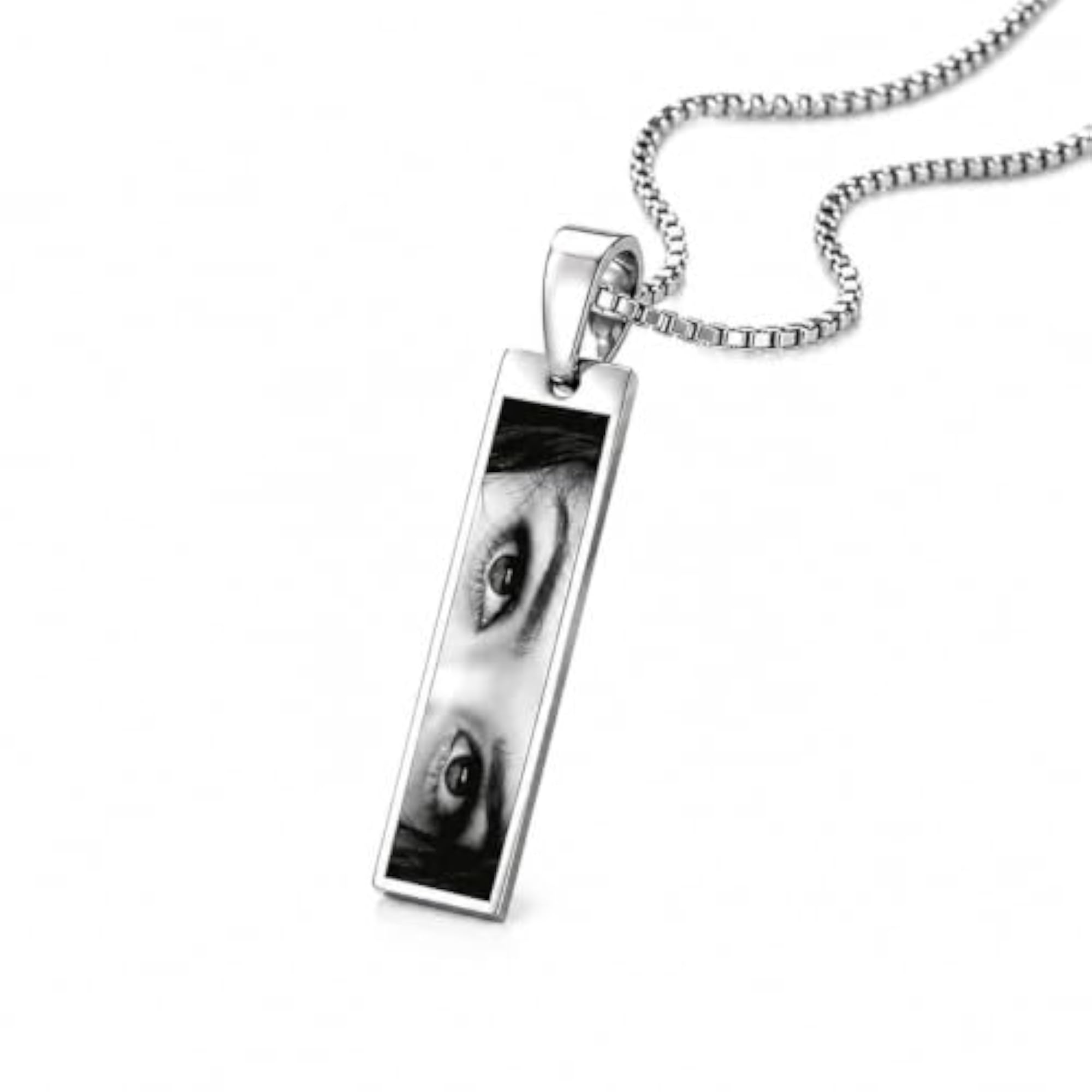 Personalized Eye Photo Necklace for Women & Men, Custom Engraved Pendant