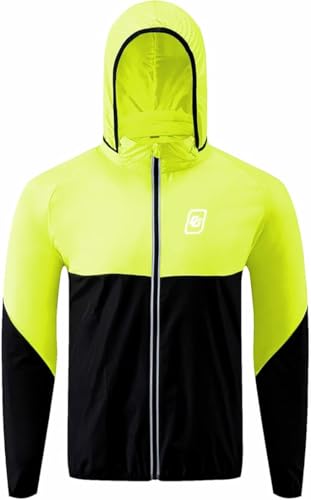 CGLRybO Men's Cycling Running Jacket, Lightweight High Visibility Reflective Windproof Sun Protection Bike Windbreaker,Ultralight Riding Clothing Climbing Coat (UK, Alpha, M, Regular, Regular, black)