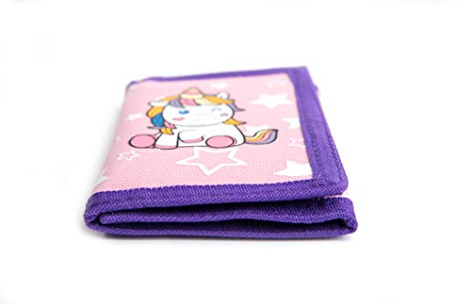 Image of Trifold Canvas Outdoor cartoon Wallet for Kids - Unicorn