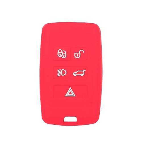 BROVACS Silicone Cover Protector Case Holder Skin Jacket Compatible with LAND ROVER Range Rover Discovery JAGUAR 5 Button Smart Remote Key Fob CV4984 Red