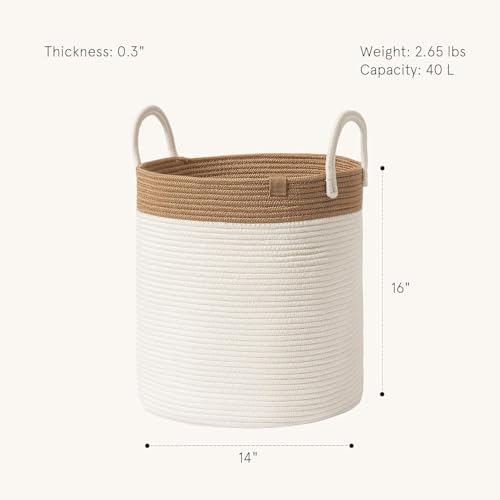 Image of Laundry Basket for Clothes | Toy Storage Basket | Washing clothes Storage Basket | Cotton Rope Basket | Multi-Purpose Use Big Size Laundry Basket | Dirty Cloth Baskets Jute | 36x36x46 cm
